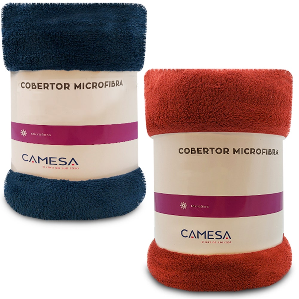 Kit 2 Manta Cobertor Casal Microfibra Soft Macia 180x220cm - VERMELHO MARINHO