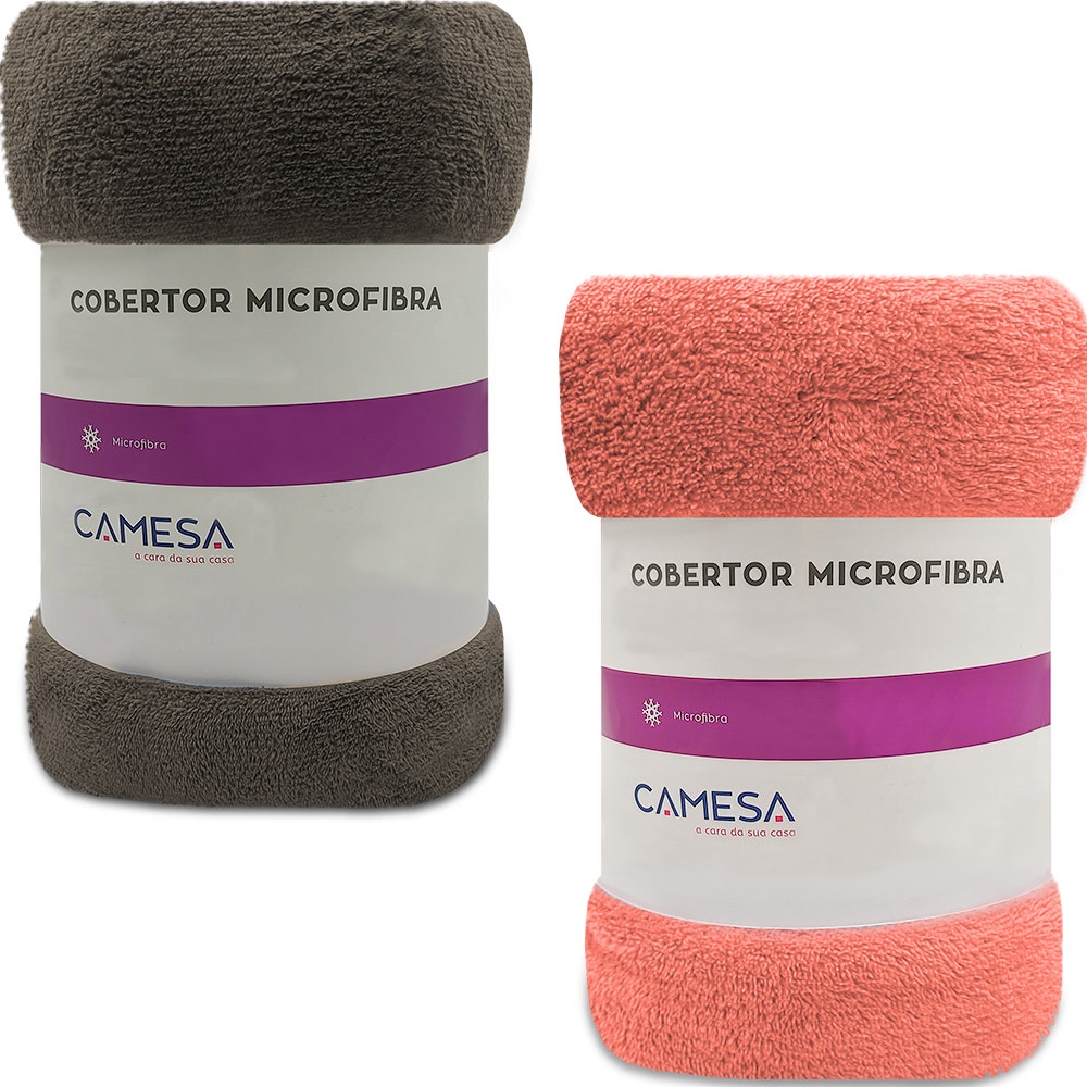 Kit 2 Manta Cobertor Solteiro Microfibra Soft Macia 150x220cm - TELHA - MARROM