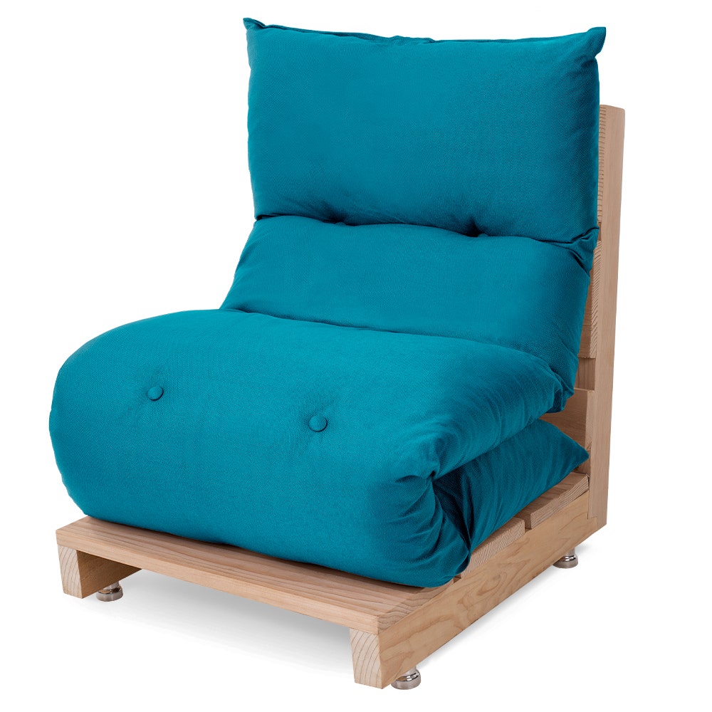 Futon Dobrável de Espuma Solteiro Azul Turquesa 170x60cm BF Colchões
